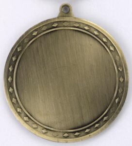 Circular medal with engraving space on the back, created by Twister Medals, Edmonton, AB