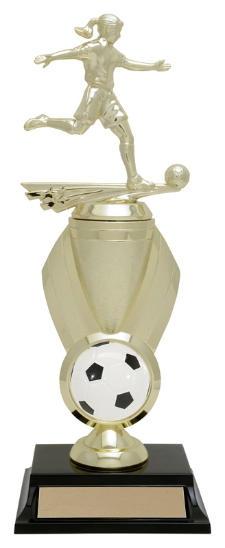 Virtuoso Cup/Riser 2" Holder soccer trophy in gold finish, Edmonton, AB