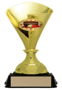 Gold Bruno Cup trophy with Canada Day Tournament emblem shown as a promotional award item in Alberta, CA
