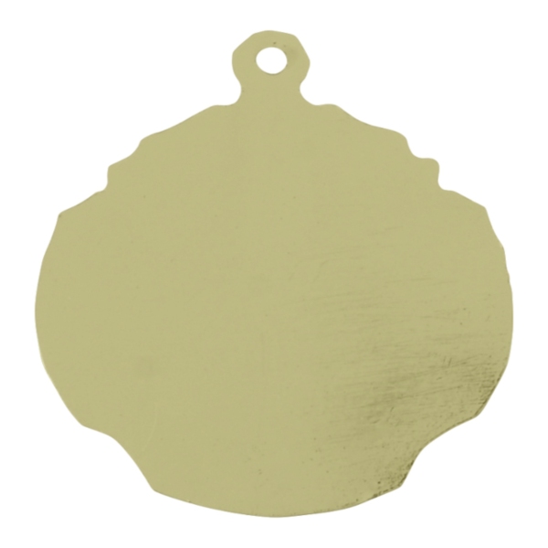 Blank gold banner medal back showing smooth engraving area with top loop for ribbon in Alberta, CA