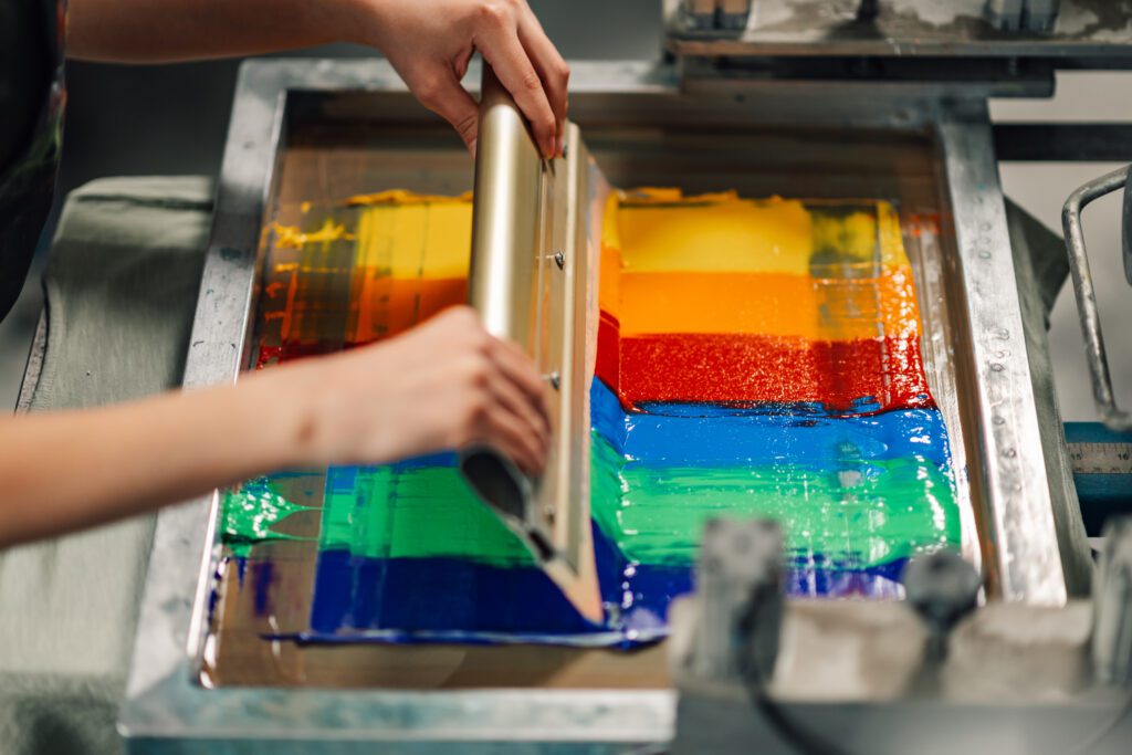 colorful paint preparation for serigraphy textile 2026 03 25 02 53 02 utc